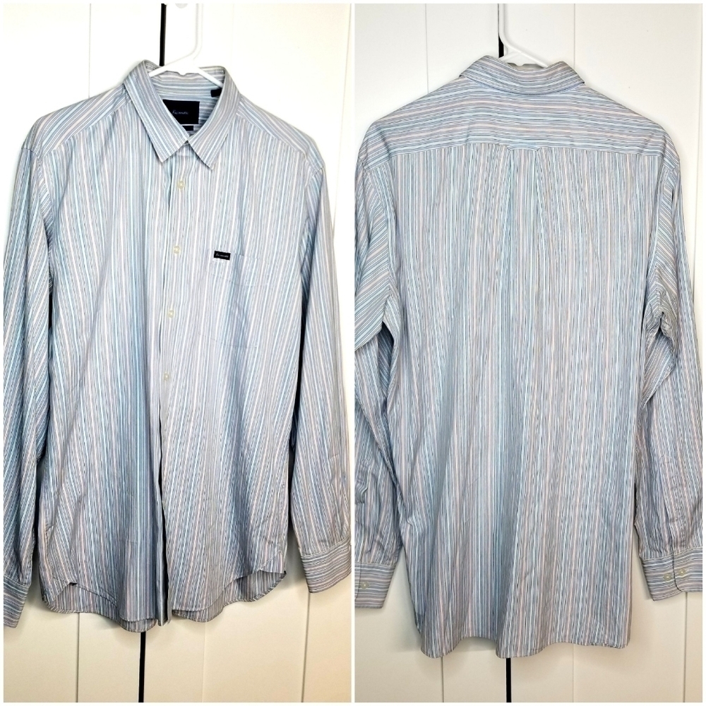 Faconnable Club Men's Pastel Stripe Multicolored Longsleeve Buttondown Shirt,  L